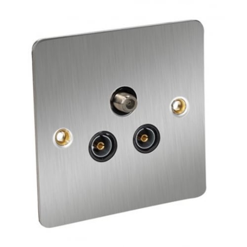 CED FSTVFMSCB Satin Chrome/Black insert SATELLITE, TV & FM Socket