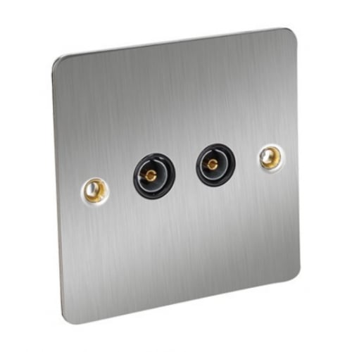 CED FTVS2SCB Satin Chrome/Black insert 2gang TV Coaxial outlet