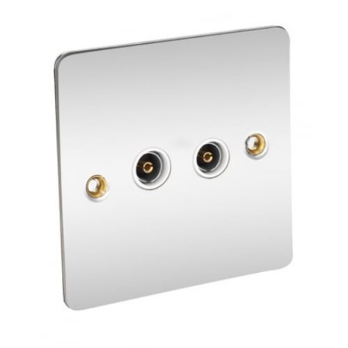 CED FTVS2C Chrome/White insert 2gang TV Coaxial outlet