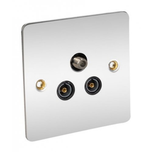 CED FSTVFMCB Chrome/Black insert SATELLITE, TV & FM Socket