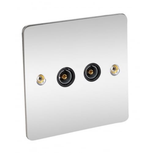 CED FTVS2CB Chrome/Black insert 2gang TV Coaxial outlet
