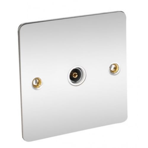 CED FTVS1C Chrome/White insert 1gang TV Coaxial outlet