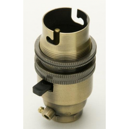 Jeani A38AB BC (B22D) Antique Brass 1/2 inch Switched Lampholder