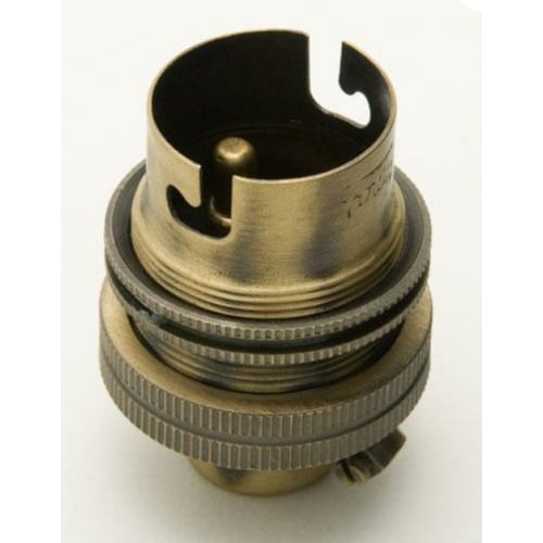 Jeani A70AB BC (B22D) Antique Brass 1/2 inch Lampholder & Shade Ring