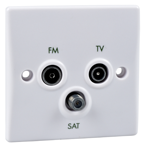 Schneider GU7081 Ultimate 1 G white plate TV/FM/SAT Triplex Socket