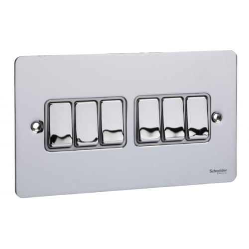 Schneider GU1262WPC 6g 2w 10a Switch White Insert Polished Chrome