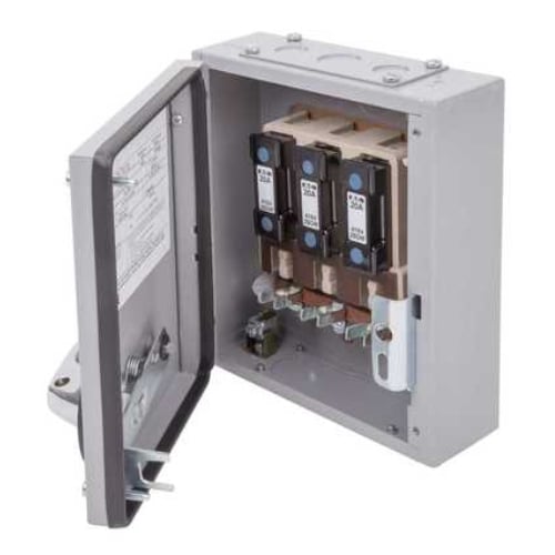 Eaton MEM 15KXTNC2F 20amp 415v TPN switch fuse with HRC fuses