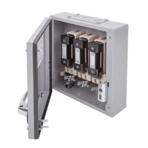 Eaton MEM 30KXTNC2F 32amp 415v TPN switch fuse with HRC fuses