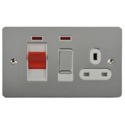 Schneider GU4201WPC 45a DP Cooker Unit, Neon White Insert Pol. Chrome