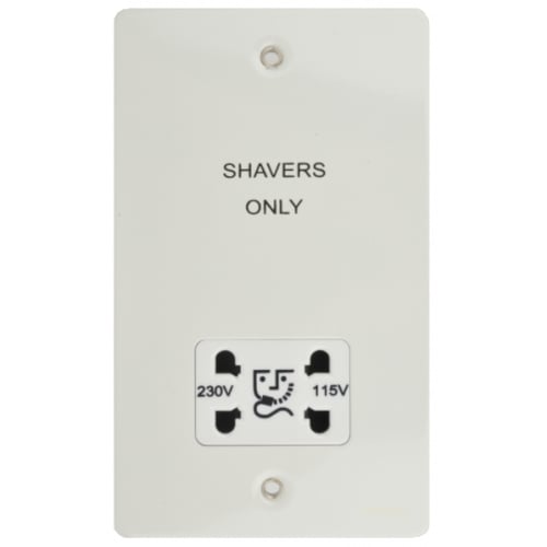 Schneider GU7290WPW 115/230v Shaver Socket Whi. Plate, White Inserts