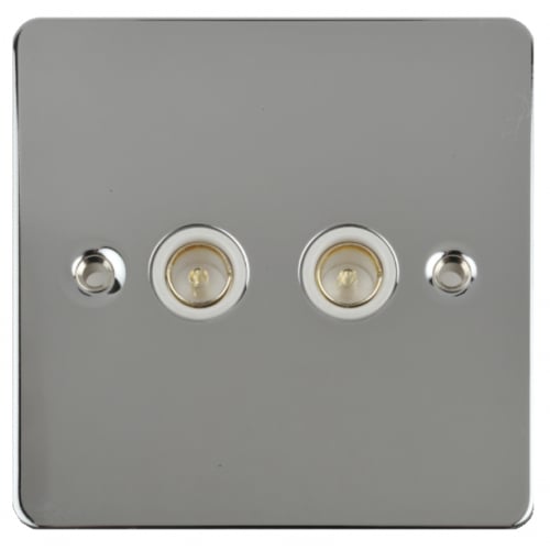Schneider GU7220WPC 2 Gang TV/FM Socket White Insert Polished Chrome