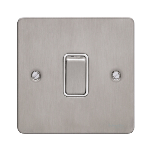 Schneider GU2210WSS 20a DP Switch White Insert Stainless Steel
