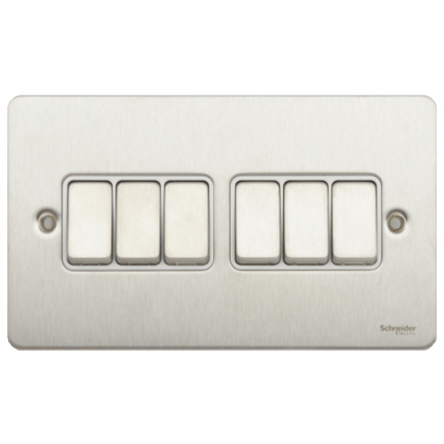 Schneider GU1262WSS 6g 2w 10a Switch White Insert Stainless Steel