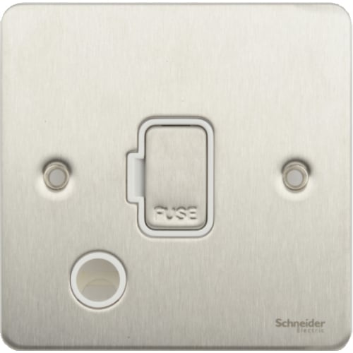 Schneider GU5203WSS 13a Un-switched Spur, F/O.White Insert Stain Steel
