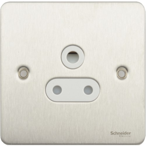 Schneider GU3280WSS 1g 5a Un-switched Socket White Insert Stain. Steel