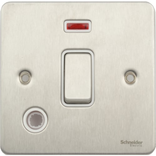 Schneider GU2214WSS 20a DP Switch, F/O, Neon White Insert Stain Steel