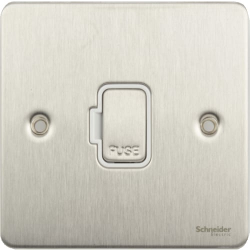 Schneider GU5200WSS 13a Un-switched Spur White Insert Stainless Steel