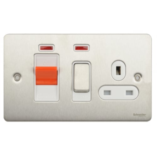 Schneider GU4201WSS 45a DP Cooker Unit, Neon White Insert Stain. Steel