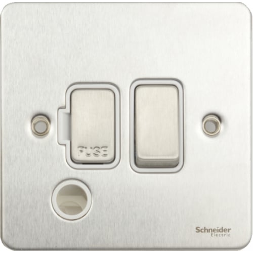 Schneider GU5213WSS 13a Switched Spur, F/O. White Insert Stain. Steel