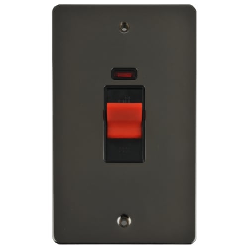 Schneider GU4221BBN 2g 45a DP Switch, Neon Black Insert Black Nickel