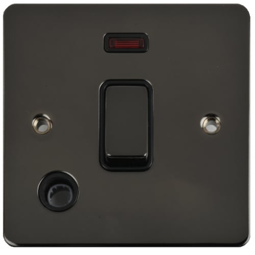 Schneider GU2214BBN 20a DP Switch F/Out. Neon Blk. Insert Blk. Nickel