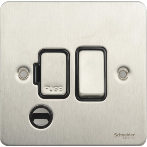 Schneider GU5213BSS 13a Switched Spur, F/O. Black Insert Stain Steel
