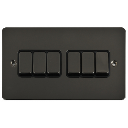 Schneider GU1262BBN 6g 2w 10a Switch Black Insert Black Nickel