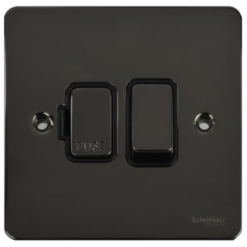 Schneider GU5210BBN 13a Switched Spur Black Insert Black Nickel