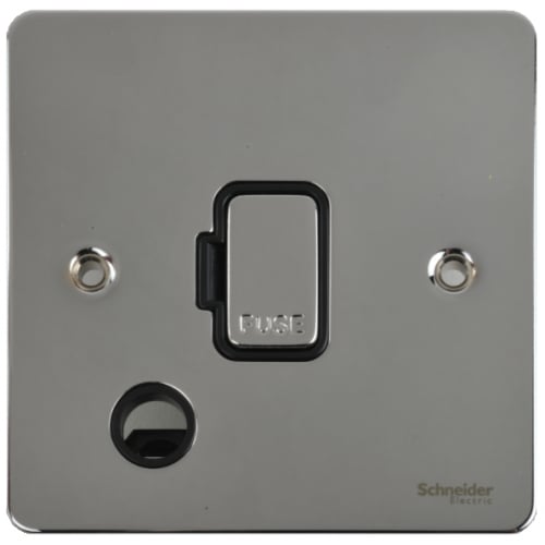 Schneider GU5203BPC 13a Un-switched Spur, F/Out.Blk Insert Pol. Chrome