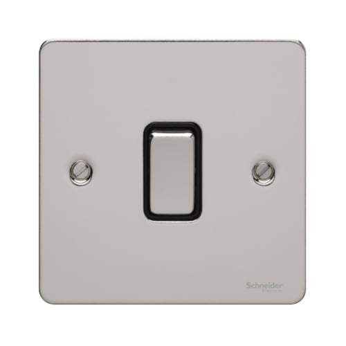 Schneider GU2210BPC 20a DP Switch Black Insert Polished Chrome