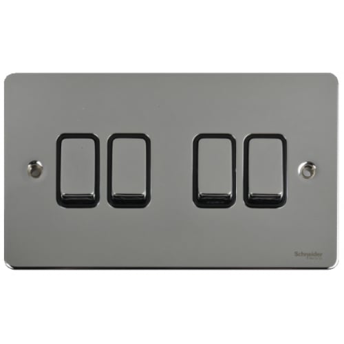 Schneider GU1242BPC 4g 2w 10a Switch Black Insert Polished Chrome