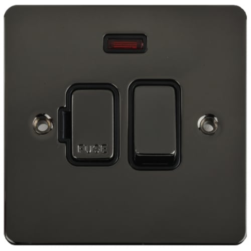 Schneider GU5211BBN 13a Switched Spur & Neon Black Insert Black Nickel