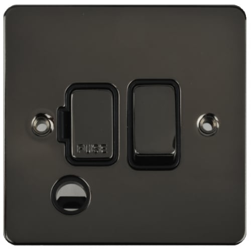 Schneider GU5213BBN 13a Switched Spur, F/O. Black Insert Black Nickel