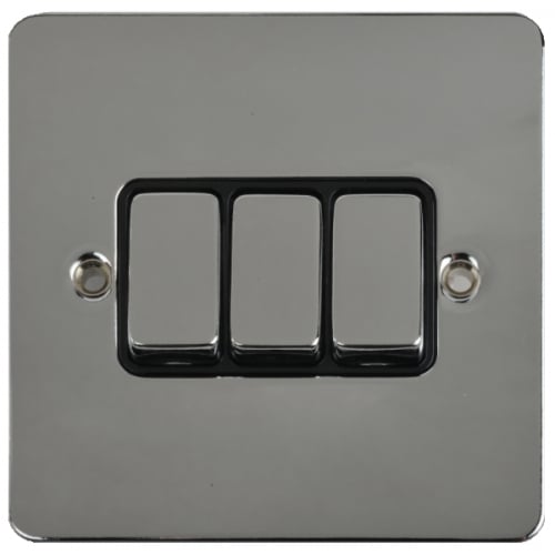 Schneider GU1232BPC 3g 2w 10a Switch Black Insert Polished Chrome