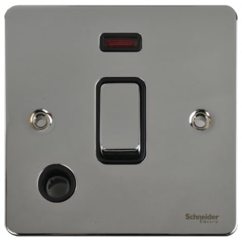Schneider GU2214BPC 20a DP Switch, F/O, Neon Black Insert Pol. Chrome