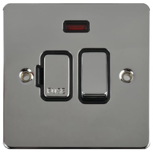 Schneider GU5211BPC 13a Switched Spur, Neon Black Insert Pol. Chrome