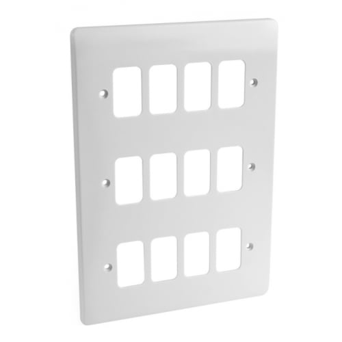 MK K3639WHI 12 Gang Flush Moulded Grid Plus Cover Plate