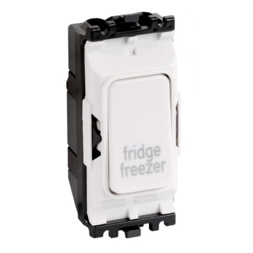 MK K4896FFWHI 20a DP Grid Plus Switch module marked FRIDGE FREEZER