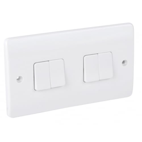 MK K4874WHI 4 Gang 2 Way 10 Amp Single Pole White Flush Plate Switch