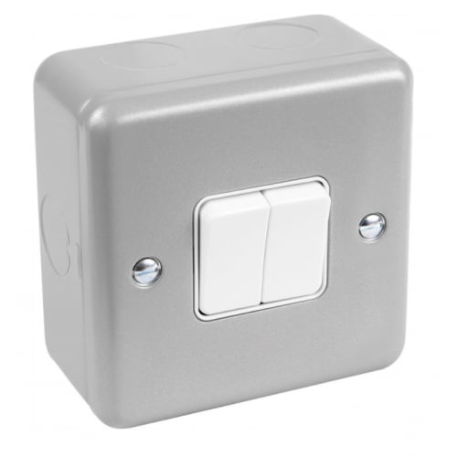 MK K3592ALM 2 Gang 2 Way 10a Metalclad Plus Surface Switch