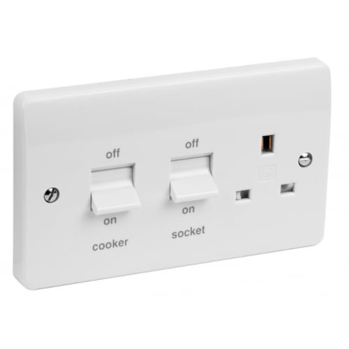MK K5060WHI 45a DP Flush Plastic Cooker Control Unit White