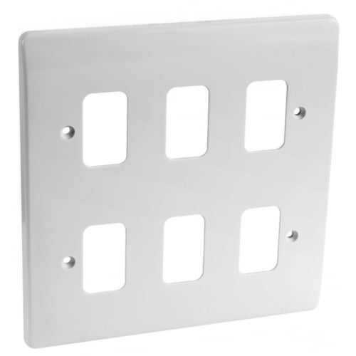 MK K3636WHI 6 Gang Flush Moulded Grid Plus Cover Plate