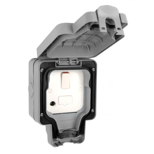 MK K56410GRY Masterseal 1 Gang 13 Amp IP66 Outdoor Switched Spur connection