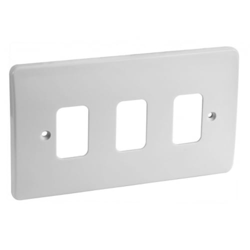 MK K3633WHI 3 Gang Flush Moulded Grid Plus Cover Plate