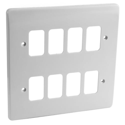 MK K3638WHI 8 Gang Flush Moulded Grid Plus Cover Plate