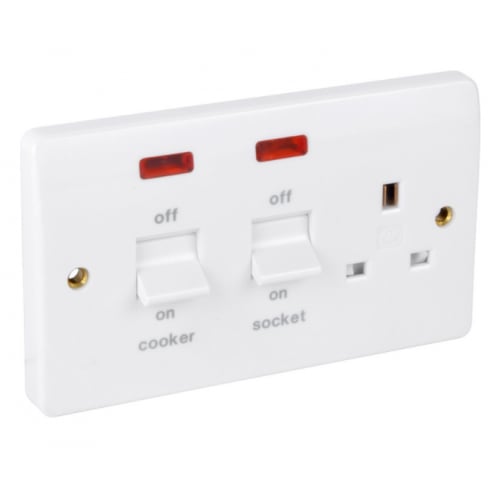 MK K5061WHI 45a DP Flush Plastic Cooker Control Unit White with Neons