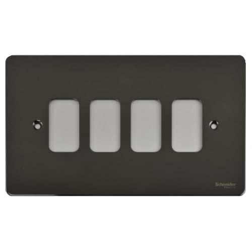 Schneider Get GUG04GBN 4 Gang Grid Plate with Grid, Black Nickel