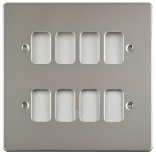 Schneider Get GUG08GMS 8 Gang Grid Plate with Grid, Mirror Steel