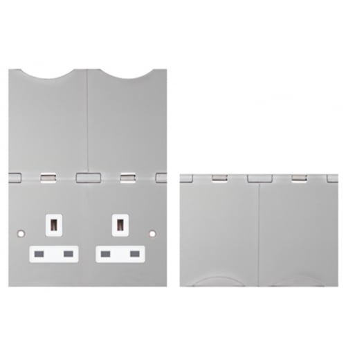 LGA LG9142SNAP/FSCW 2 Gang 13a Brushed Steel Floor Socket