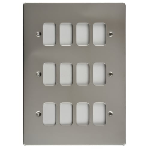 Schneider Get GUG12GMS 12 Gang Grid Plate with Grid, Mirror Steel